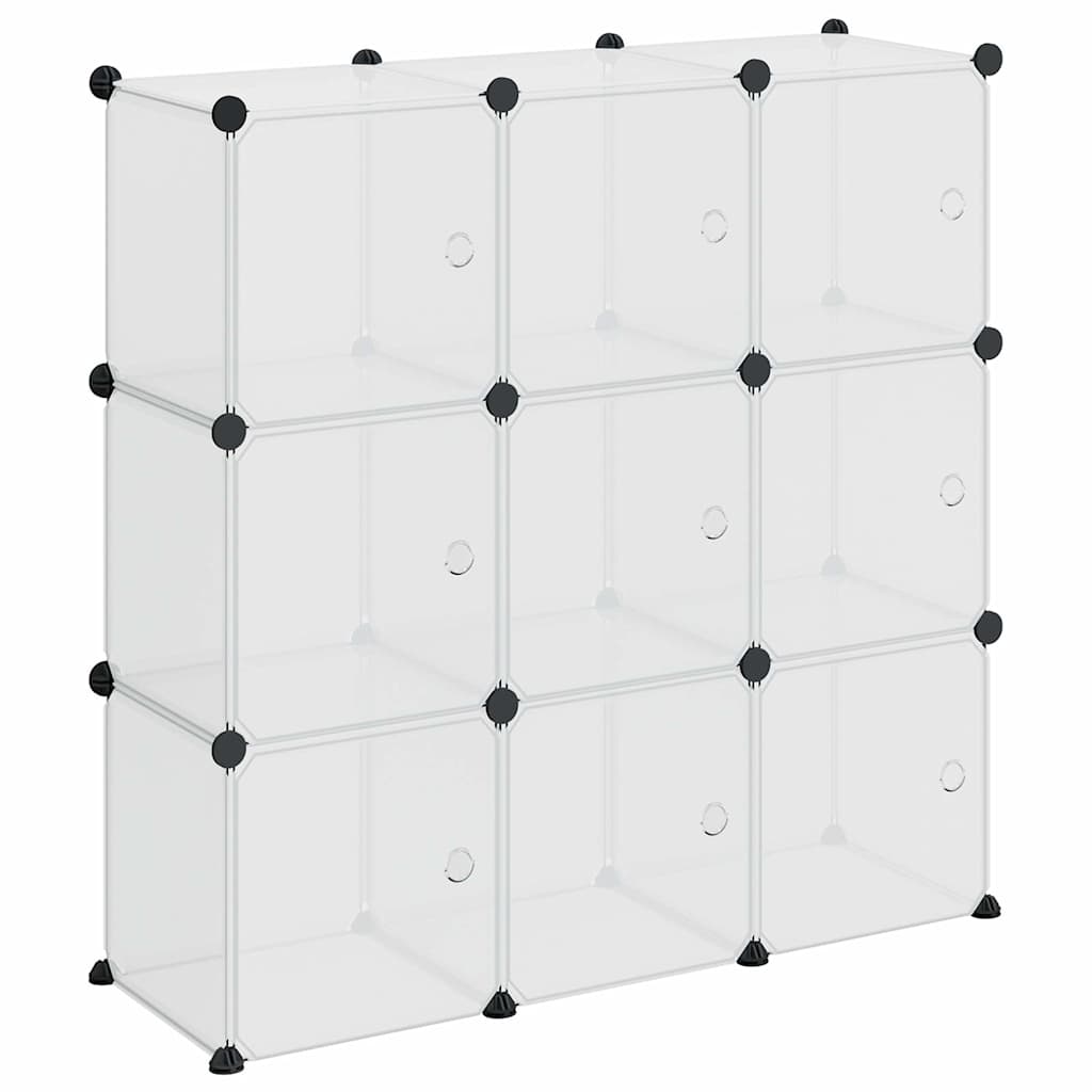 vidaXL Storage Cube Organiser with 9 Cubes and Doors Transparent PP