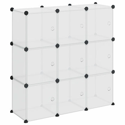 vidaXL Storage Cube Organiser with 9 Cubes and Doors Transparent PP