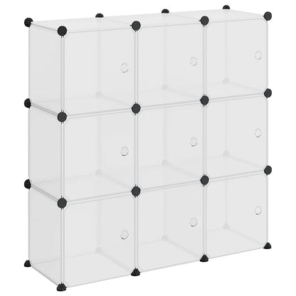vidaXL Storage Cube Organiser with 9 Cubes and Doors Transparent PP