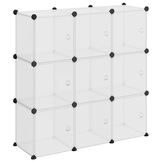 vidaXL Storage Cube Organiser with 9 Cubes and Doors Transparent PP
