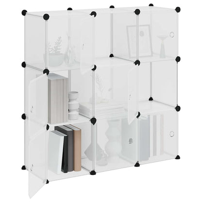 vidaXL Storage Cube Organiser with 9 Cubes and Doors Transparent PP