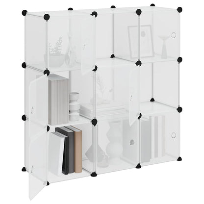 vidaXL Storage Cube Organiser with 9 Cubes and Doors Transparent PP