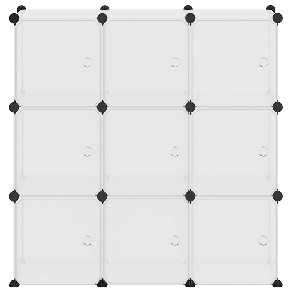 vidaXL Storage Cube Organiser with 9 Cubes and Doors Transparent PP