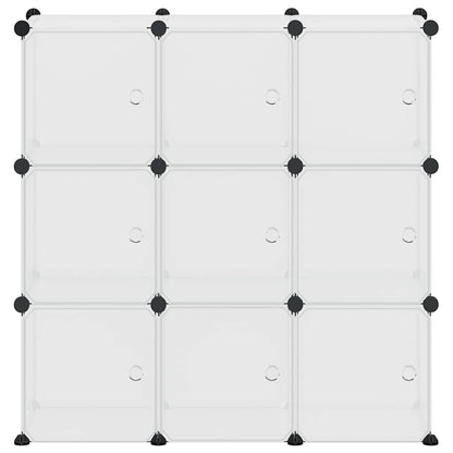 vidaXL Storage Cube Organiser with 9 Cubes and Doors Transparent PP