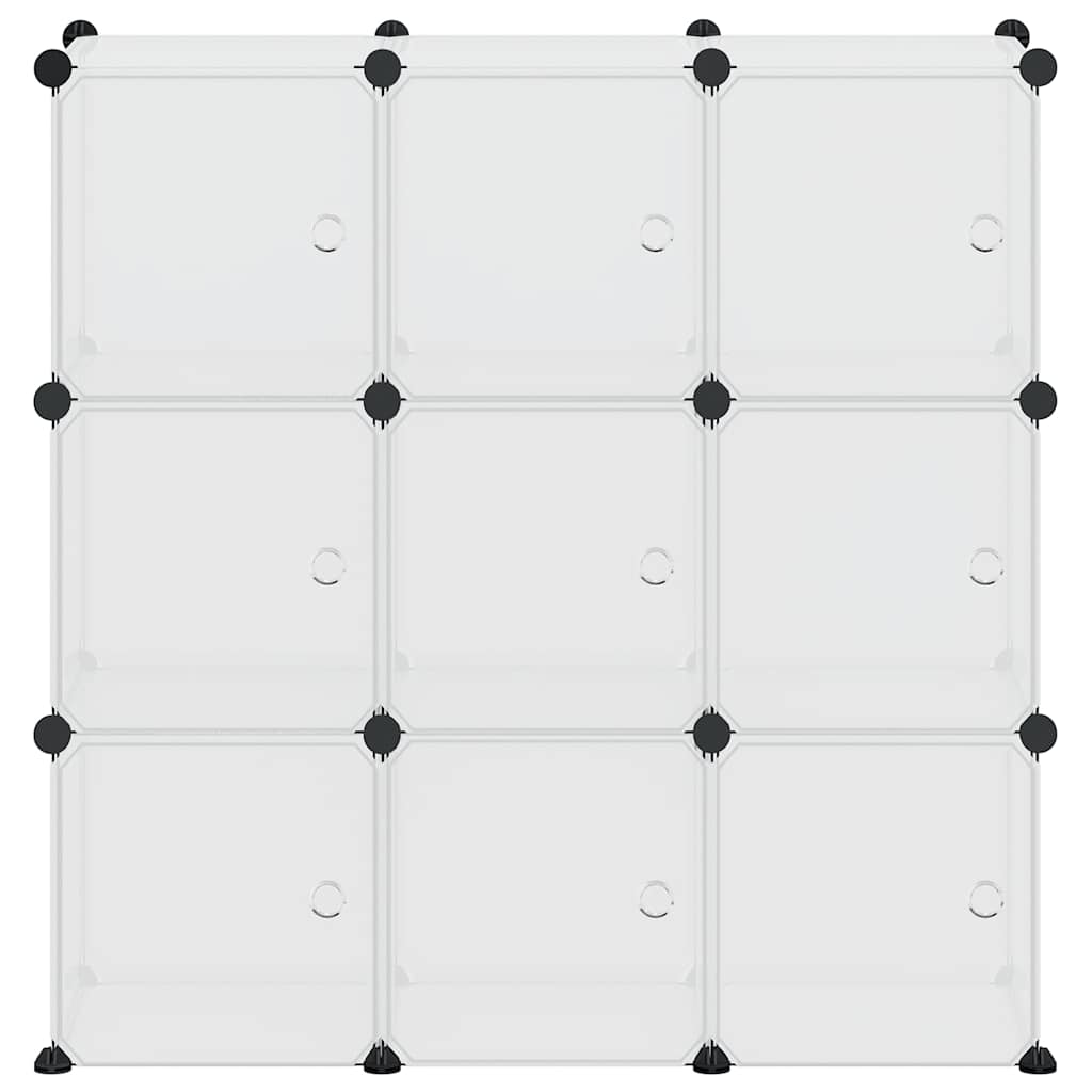 vidaXL Storage Cube Organiser with 9 Cubes and Doors Transparent PP