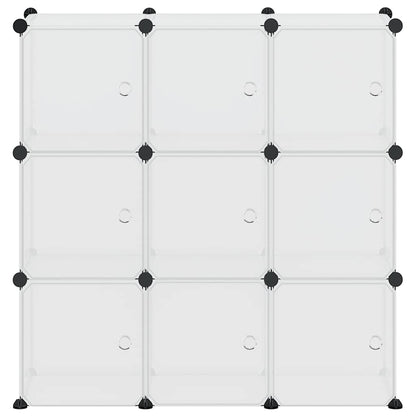 vidaXL Storage Cube Organiser with 9 Cubes and Doors Transparent PP