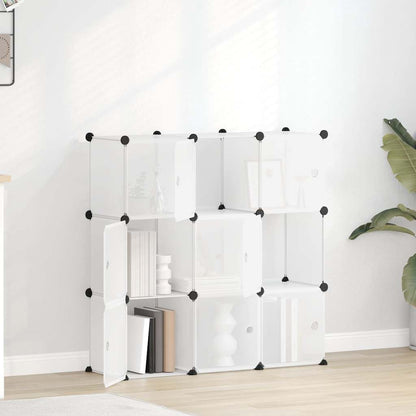 vidaXL Storage Cube Organiser with 9 Cubes and Doors Transparent PP