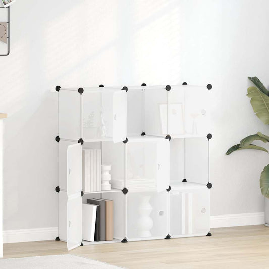 vidaXL Storage Cube Organiser with 9 Cubes and Doors Transparent PP