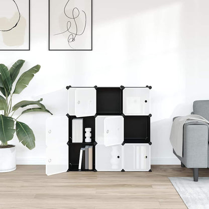 vidaXL Storage Cube Organiser with 9 Cubes and Doors Black PP