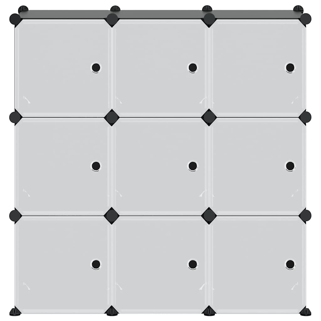vidaXL Storage Cube Organiser with 9 Cubes and Doors Black PP