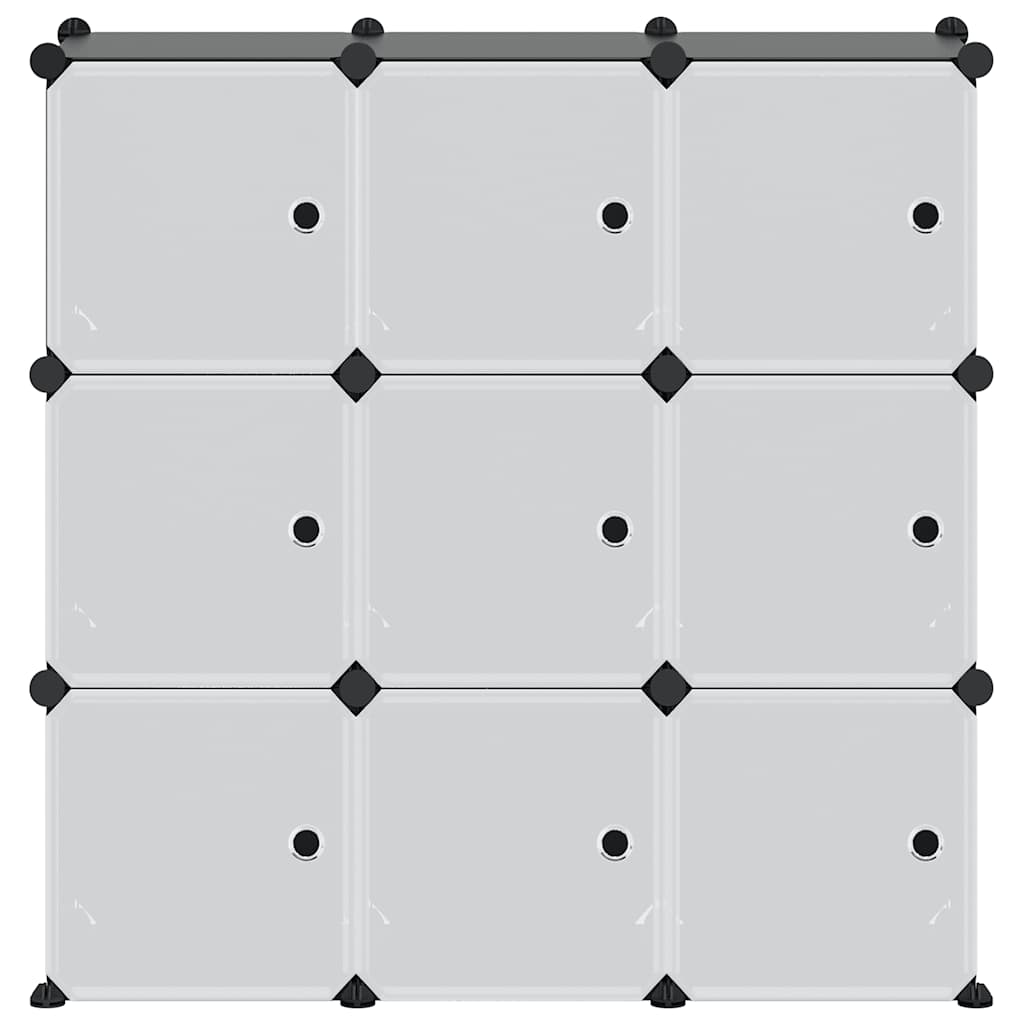 vidaXL Storage Cube Organiser with 9 Cubes and Doors Black PP