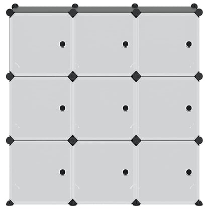vidaXL Storage Cube Organiser with 9 Cubes and Doors Black PP