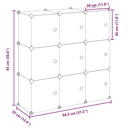 vidaXL Storage Cube Organiser with 9 Cubes and Doors Black PP