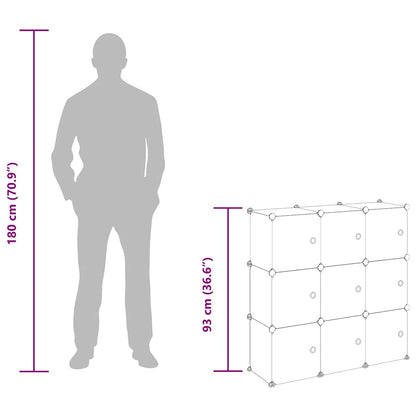 vidaXL Storage Cube Organiser with 9 Cubes and Doors Black PP