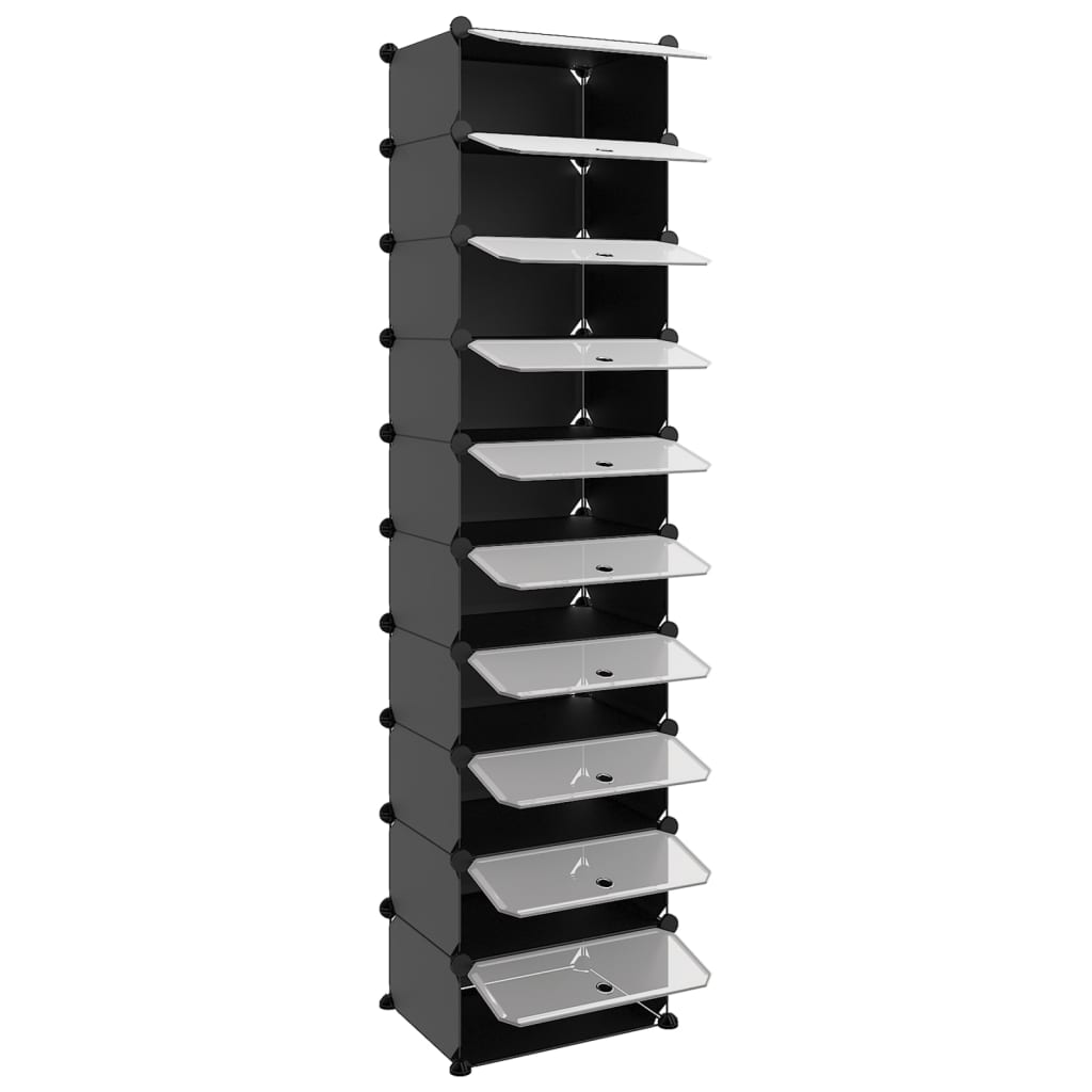 vidaXL Shoe Rack | Black | Polypropylene, Steel | Tall | Shoe Rack | Rectangular