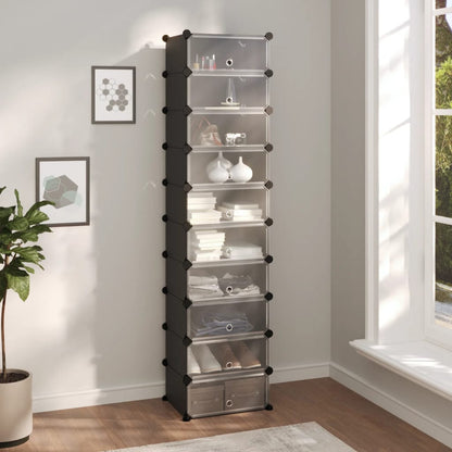 vidaXL Shoe Rack | Black | Polypropylene, Steel | Tall | Shoe Rack | Rectangular