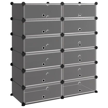 vidaXL Shoe Rack | Black | Polypropylene, Steel | Large | Modular | Shoe Rack