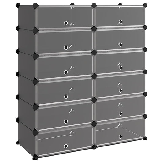 vidaXL Shoe Rack | Black | Polypropylene, Steel | Large | Modular | Shoe Rack