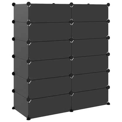vidaXL Shoe Rack | Black | Polypropylene, Steel | Large | Modular | Shoe Rack