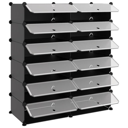 vidaXL Shoe Rack | Black | Polypropylene, Steel | Large | Modular | Shoe Rack