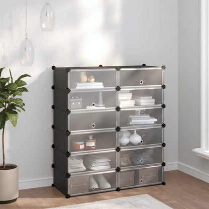vidaXL Shoe Rack | Black | Polypropylene, Steel | Large | Modular | Shoe Rack