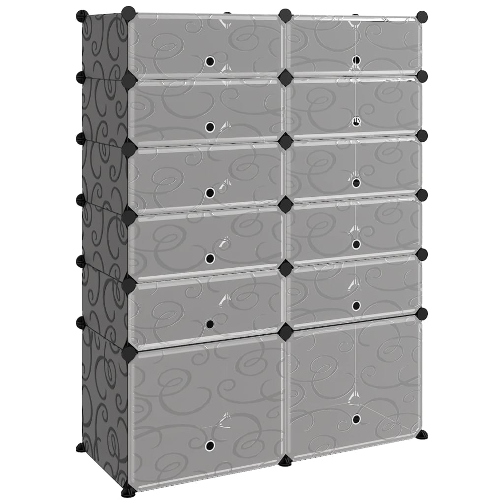 vidaXL Shoe Rack Black 94x37x125 cm PP