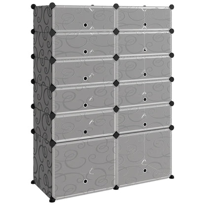 vidaXL Shoe Rack Black 94x37x125 cm PP