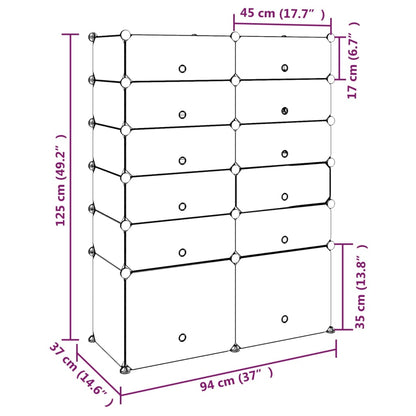 vidaXL Shoe Rack Black 94x37x125 cm PP