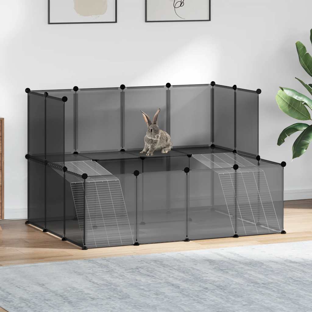 vidaXL Small Animal Cage Black 143x107x93 cm PP and Steel