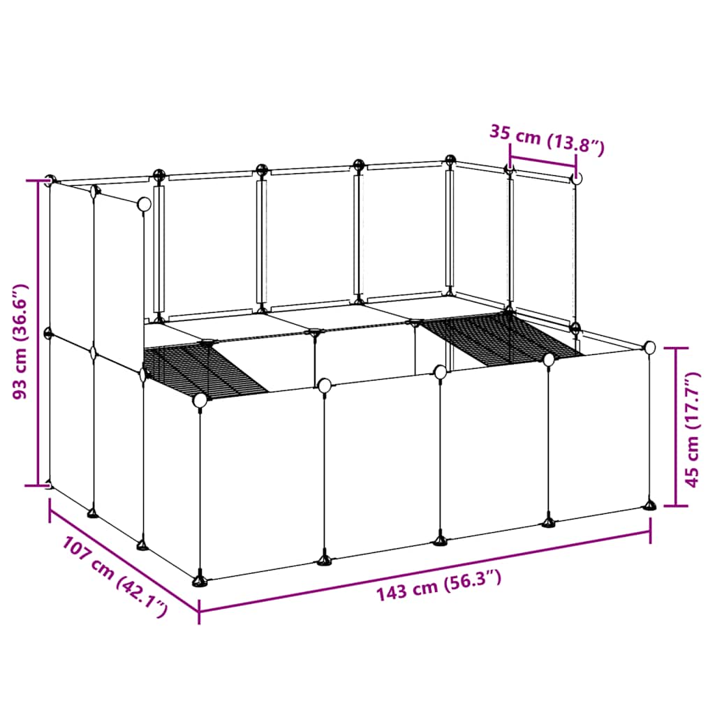 vidaXL Small Animal Cage Transparent 143x107x93 cm PP and Steel