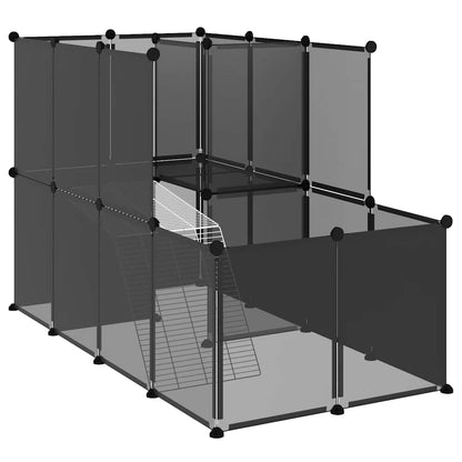 vidaXL Small Animal Cage Black 142x74x93 cm PP and Steel