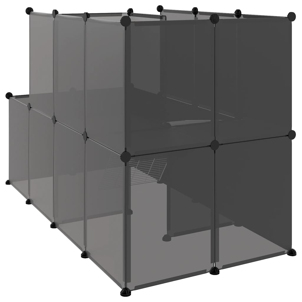 vidaXL Small Animal Cage Black 142x74x93 cm PP and Steel
