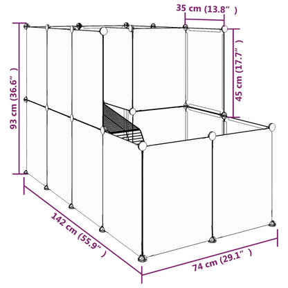 vidaXL Small Animal Cage Black 142x74x93 cm PP and Steel