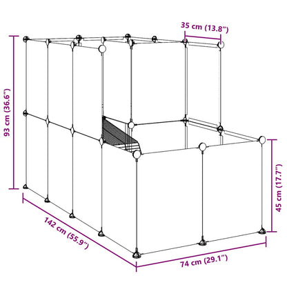340573 vidaXL Small Animal Cage Black 142x74x93 cm PP and Steel
