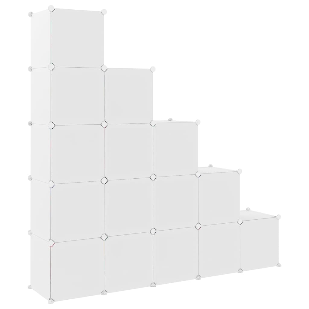 vidaXL Cube Storage Cabinet for Kids with 15 Cubes White PP