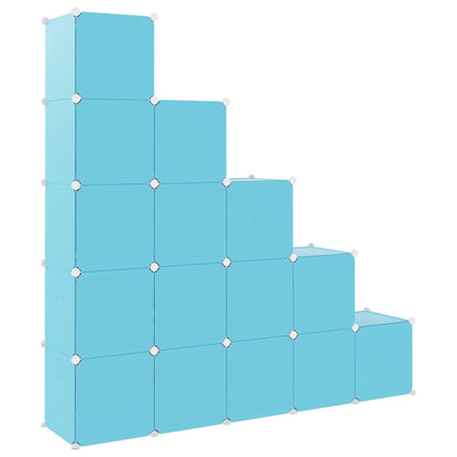vidaXL Cube Storage Cabinet for Kids with 15 Cubes Blue PP
