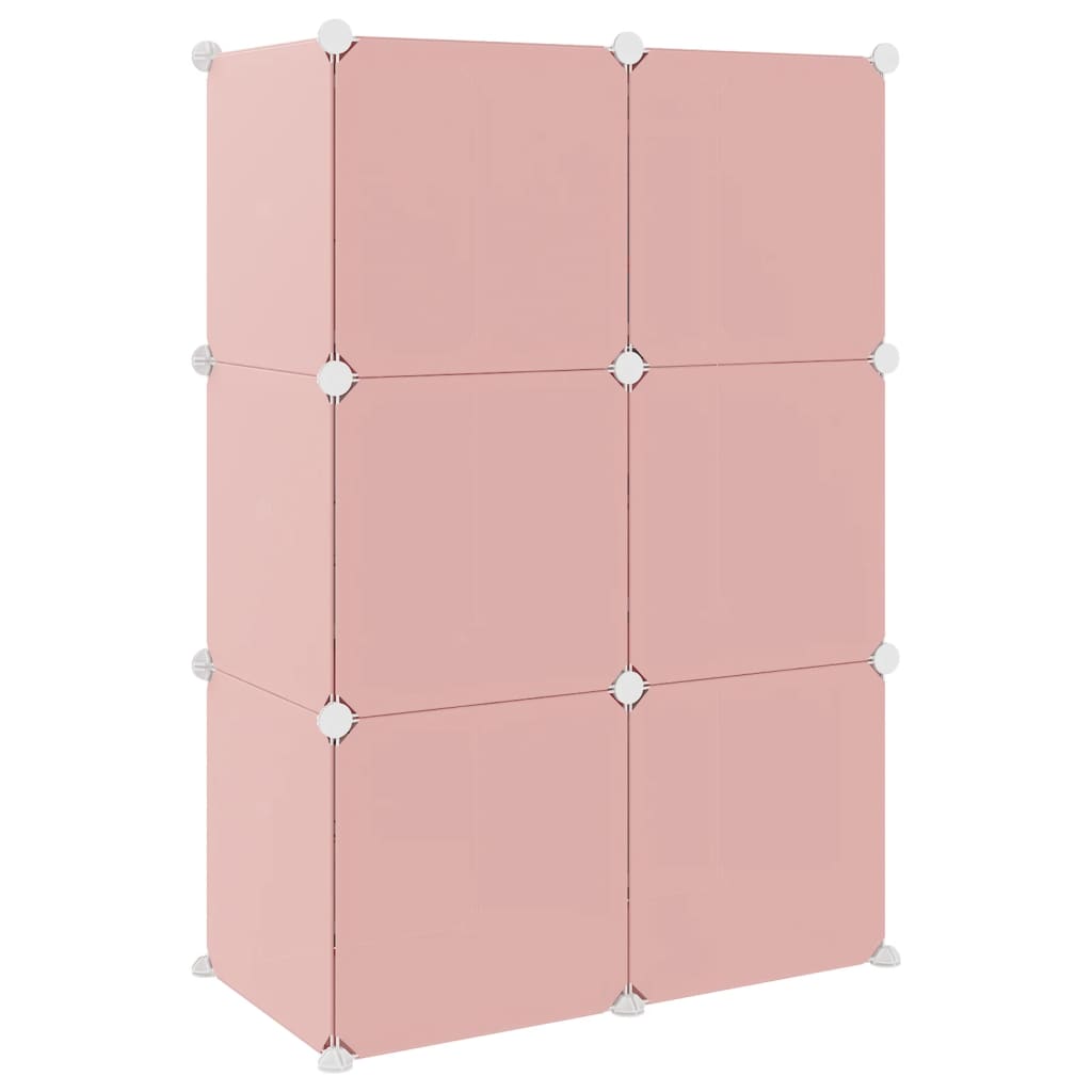 vidaXL Cube Storage Cabinet for Kids with 6 Cubes Pink PP