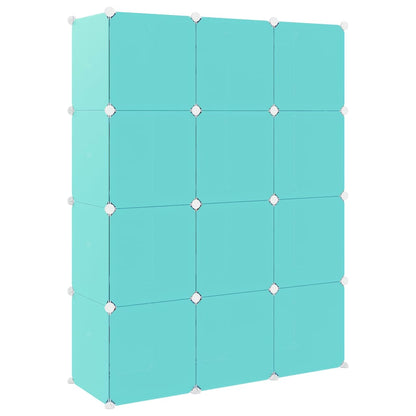 vidaXL Cube Storage Cabinet for Kids with 12 Cubes Green PP