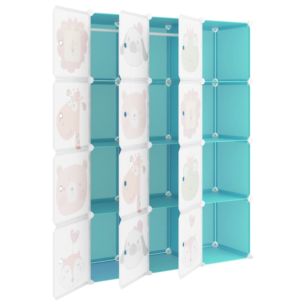 vidaXL Cube Storage Cabinet for Kids with 12 Cubes Green PP
