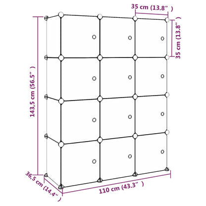 vidaXL Cube Storage Cabinet for Kids with 12 Cubes Green PP