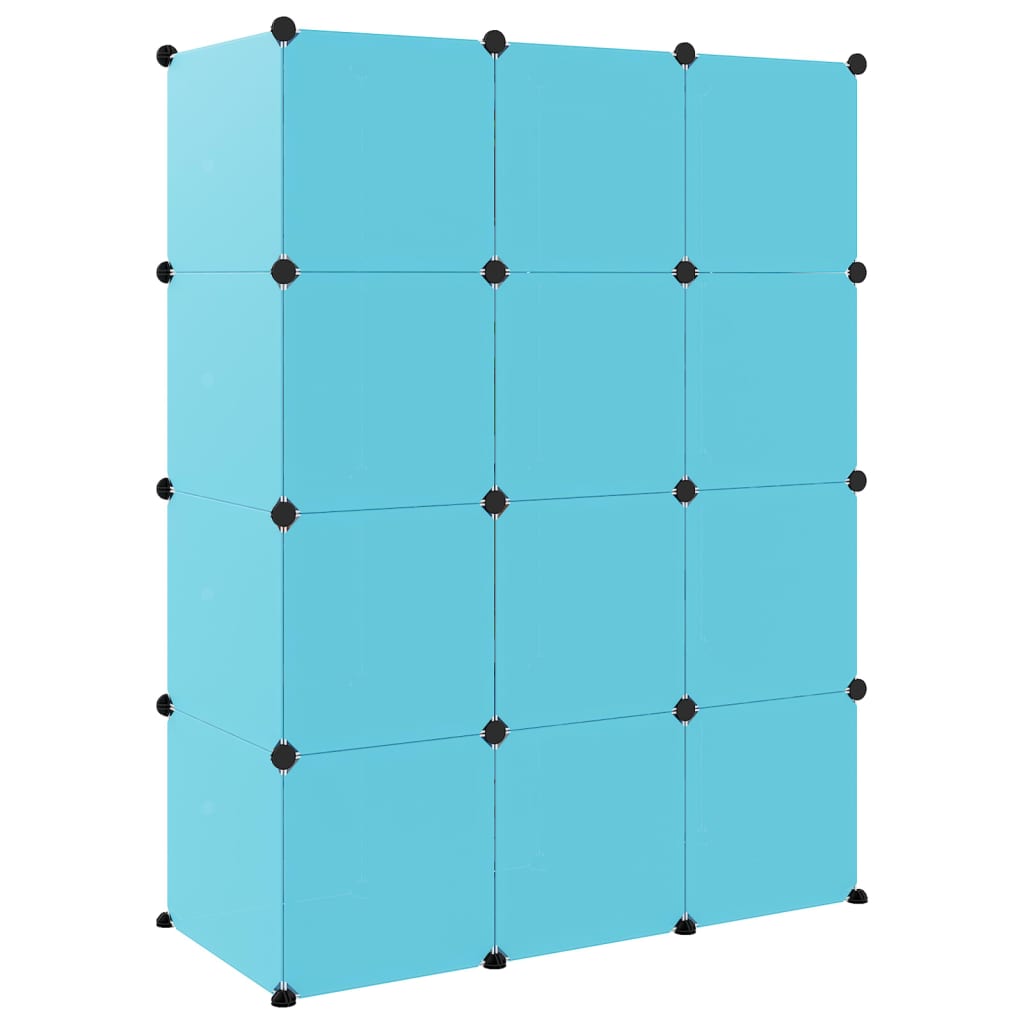vidaXL Cube Storage Cabinet for Kids with 12 Cubes Blue PP