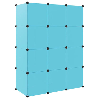vidaXL Cube Storage Cabinet for Kids with 12 Cubes Blue PP