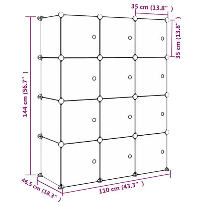 vidaXL Cube Storage Cabinet for Kids with 12 Cubes Blue PP