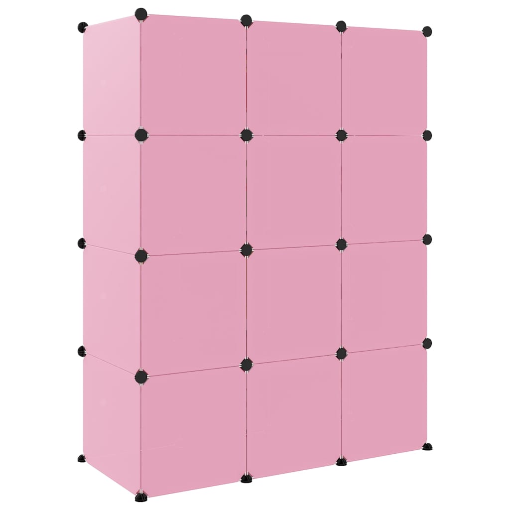 vidaXL Cube Storage Cabinet for Kids with 12 Cubes Pink PP