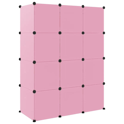 vidaXL Cube Storage Cabinet for Kids with 12 Cubes Pink PP