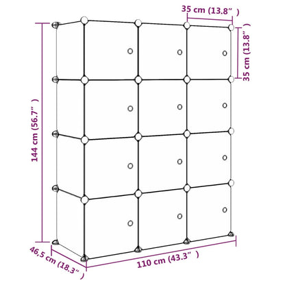 vidaXL Cube Storage Cabinet for Kids with 12 Cubes Pink PP