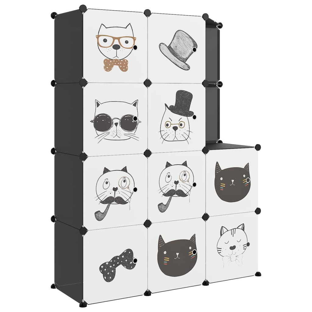 vidaXL Storage Cabinet | Black | Polypropylene (PP) and Steel | Large | Modular