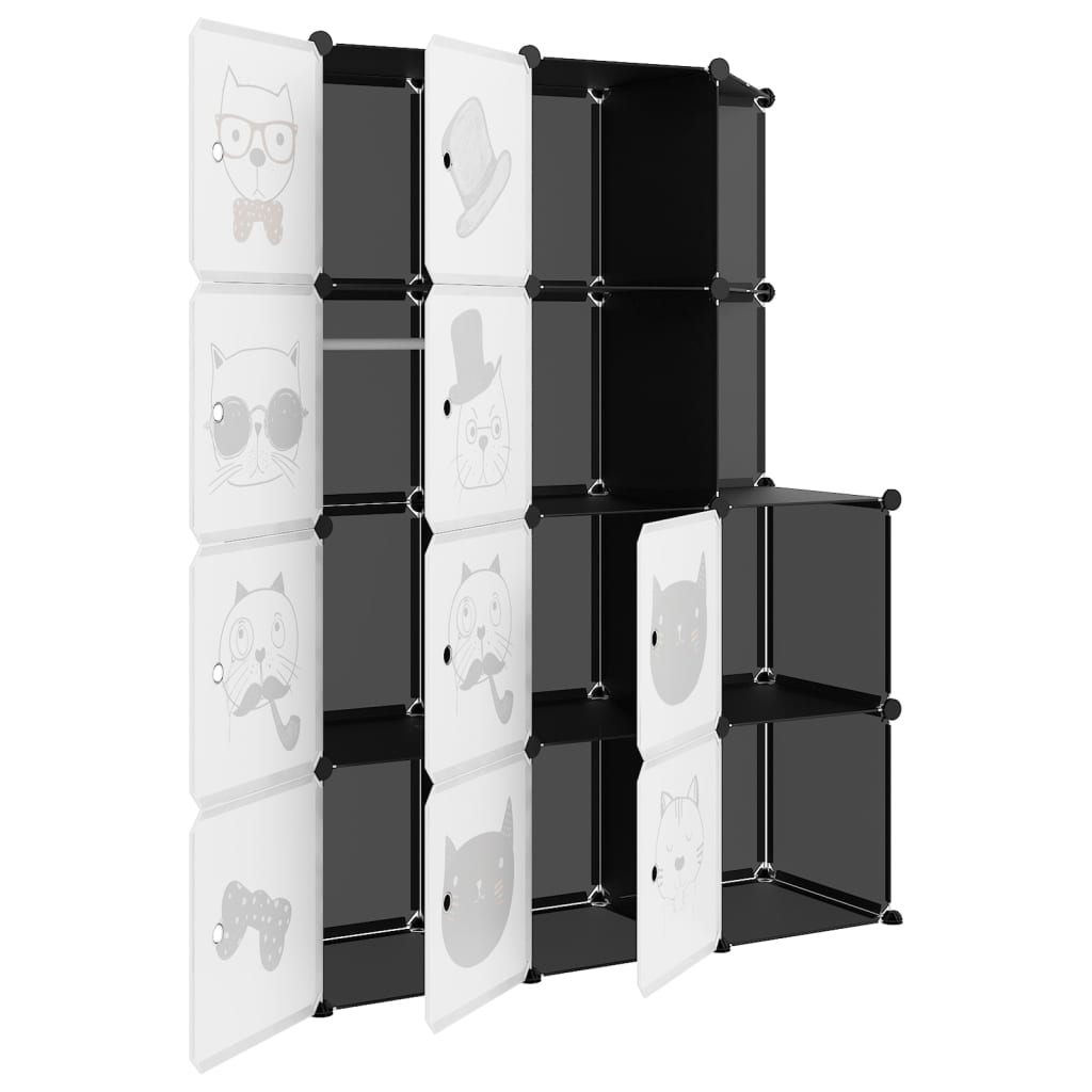 vidaXL Storage Cabinet | Black | Polypropylene (PP) and Steel | Large | Modular