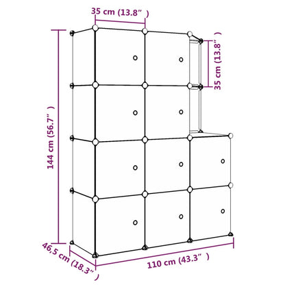 vidaXL Storage Cabinet | Black | Polypropylene (PP) and Steel | Large | Modular