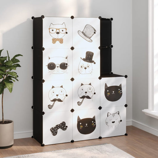 vidaXL Storage Cabinet | Black | Polypropylene (PP) and Steel | Large | Modular